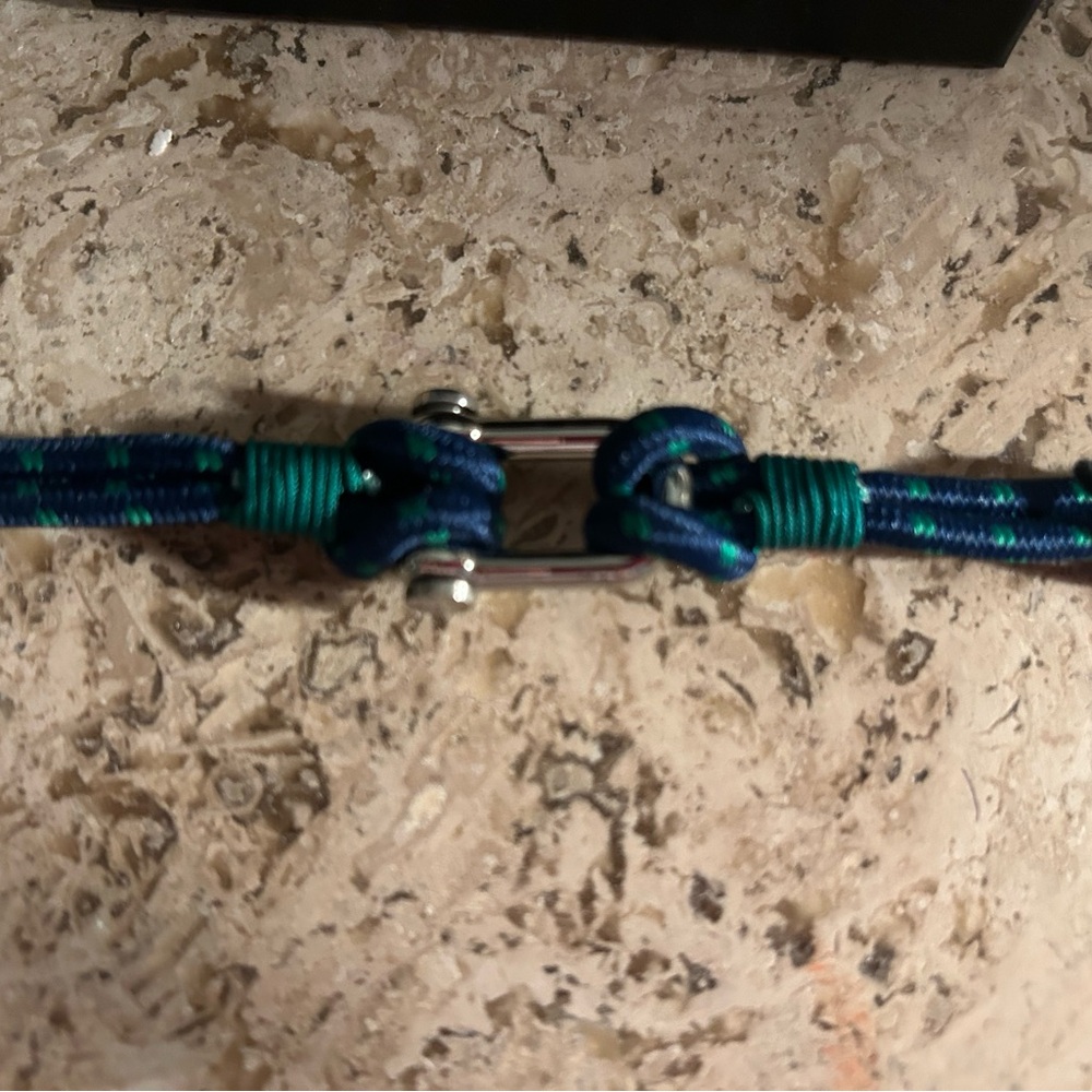 Stylish Silver and Rope Blue and Green Men's Bracelet